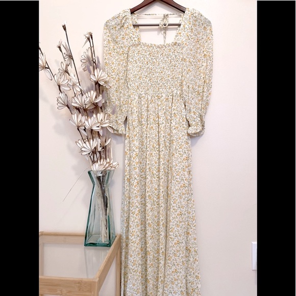 Reformation Floral Cream Midi Dress - Picture 9 of 14